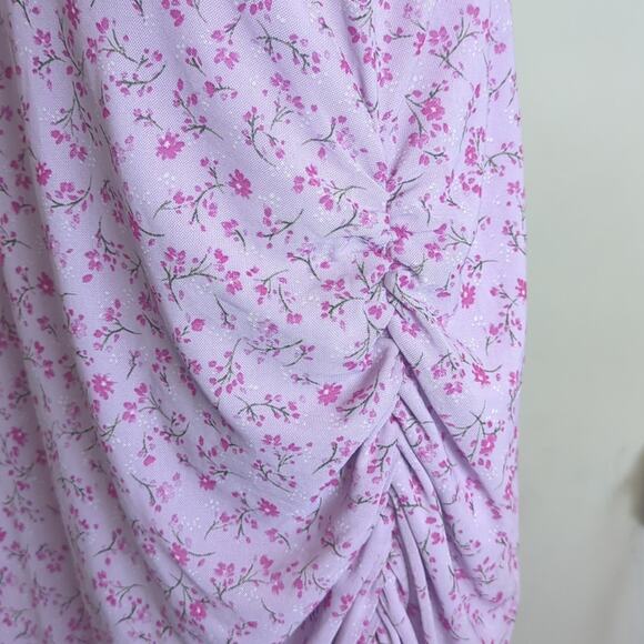 Vintage-inspired Fairycore Dress Asymmetrical Ruffled Hemline Ruching XXL* - Picture 4 of 12